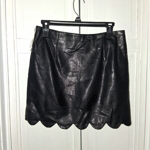 Blush Black Mini Skirt with Scalloped Hem